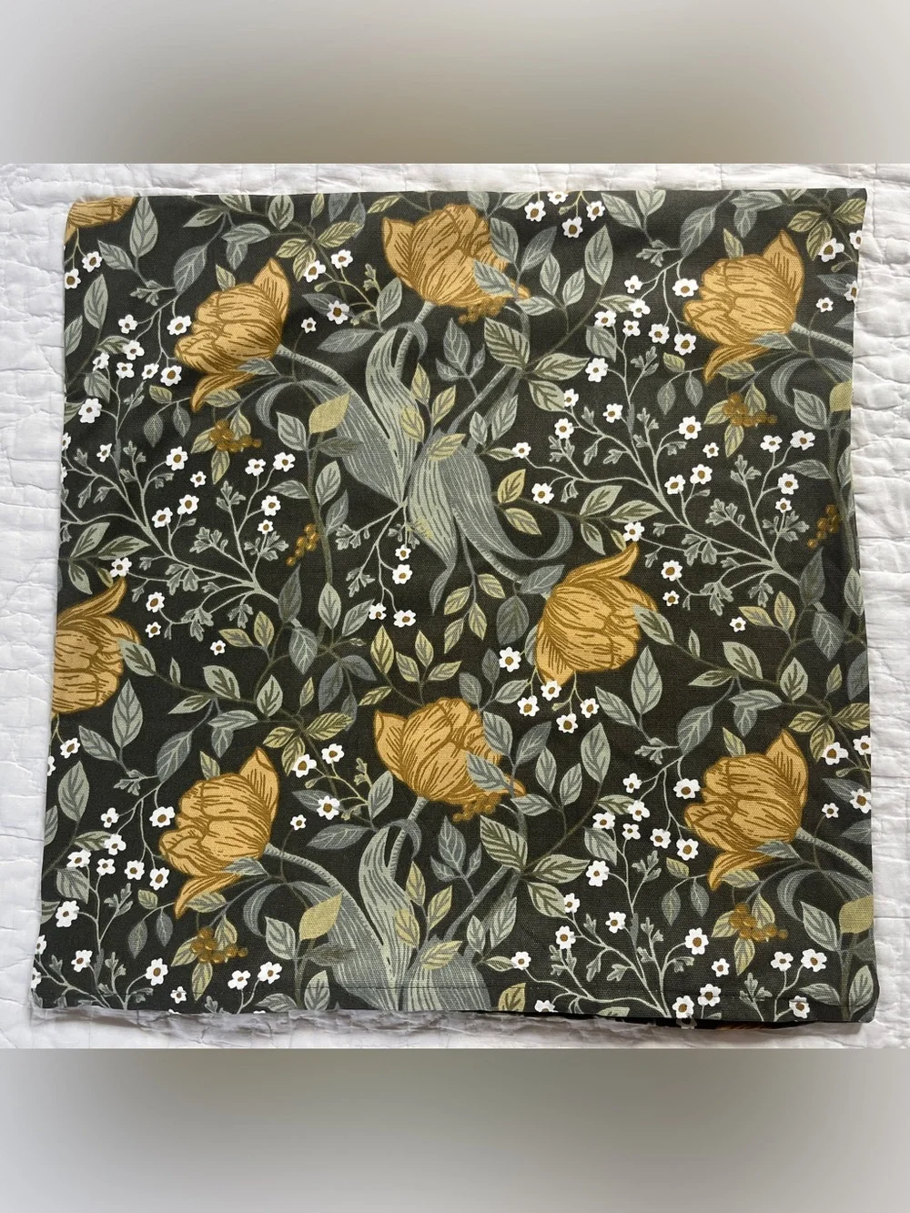 x2 Ikea TUVSAV Green Floral Botanical Pillow Covers Dark Moody Old Money Luxury